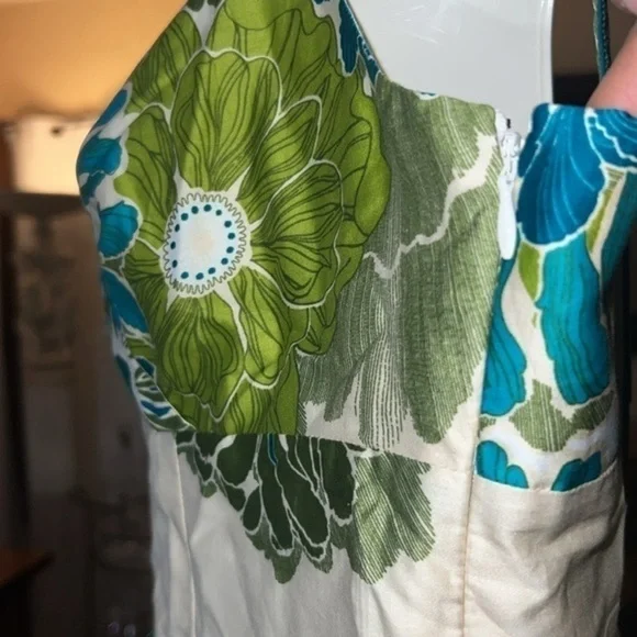 Ann Taylor blue, green and white floral dress, size 8P - Picture 9 of 9